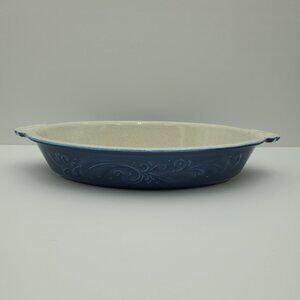 Pfaltzgraff Weir In Your Kitchen Chicory Blue 14" Oval Baker Handled Casserole